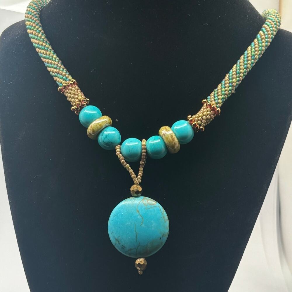 Turquoise & Beige Western Necklace